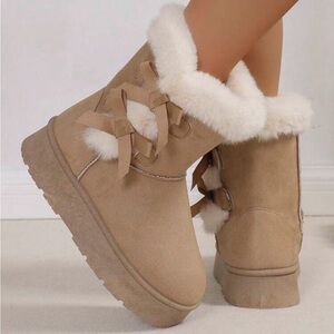 Willow Light Taupe Suede Fur Trim Boots NEW 🏷️